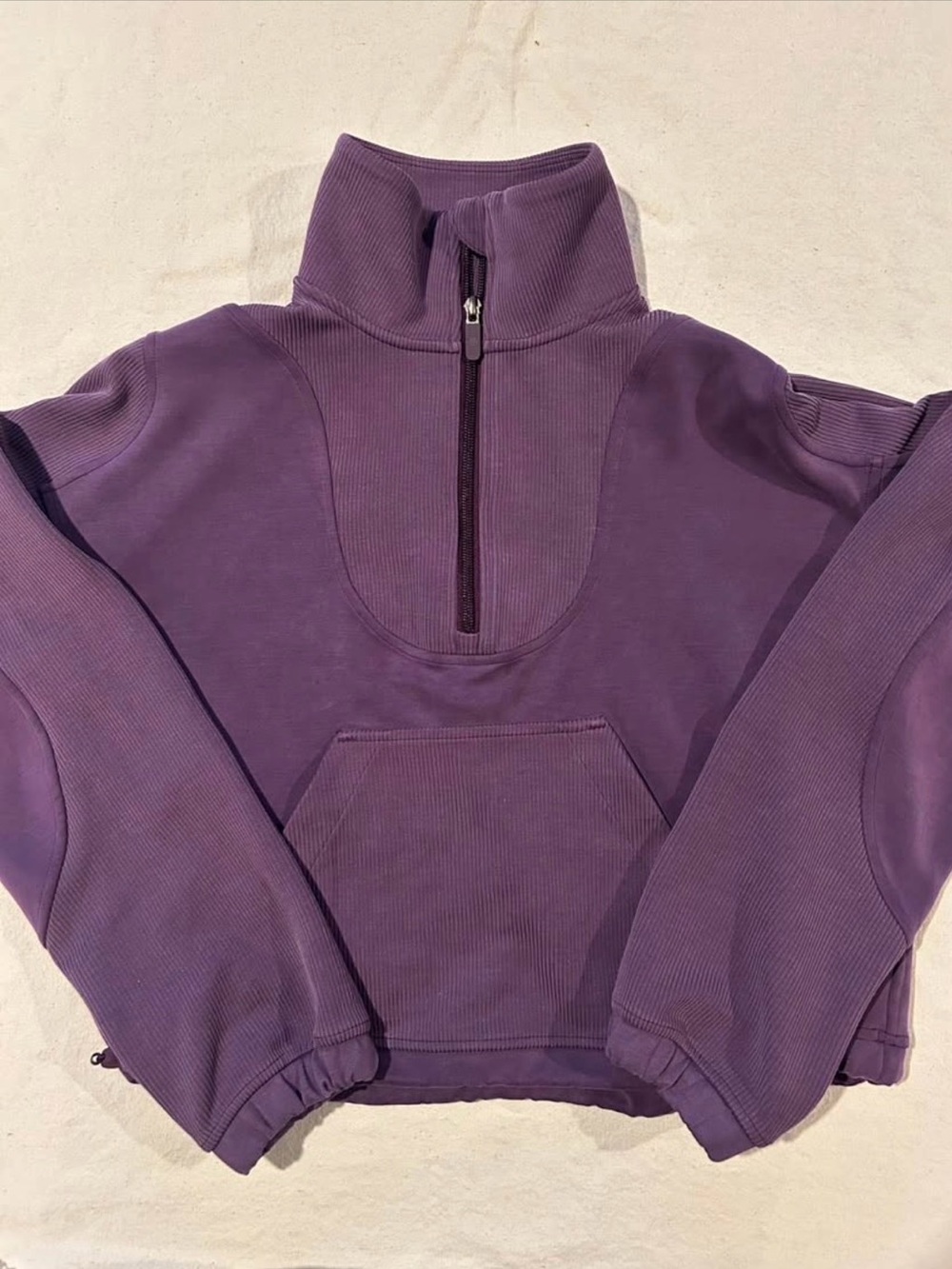 Lululemon Brushed Softstreme Ribbed Half Zip Size 4 Purple Cropped